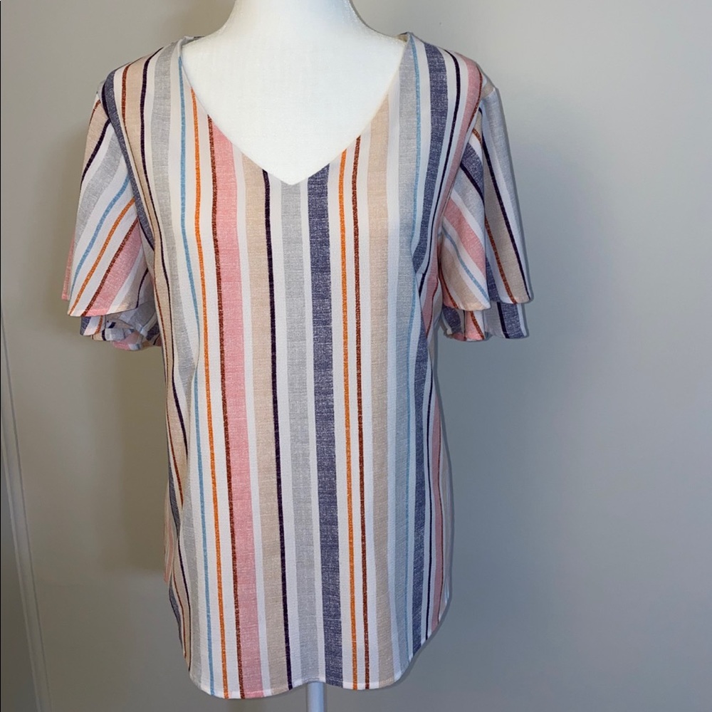 New Directions Size Large Striped Blouse